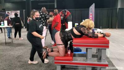 Whipped in public at EXXXOTICA [short version] - ashemaletube.com