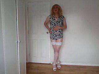 Short dress and white stockings - ashemaletube.com