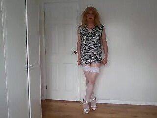 Short dress and white stockings - ashemaletube.com