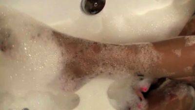 TS Foxxy Cleaning Cock in a Bubble Bath Makes Her Horny - drtvid.com
