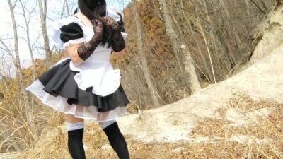 Cute Maid Perverted Transgender Ejaculating & Peeing In The Depths Of A Decaying Mountain - hotmovs.com - Japan