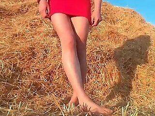 Summer - straw, sun, summer, field, nudity, ass - ashemaletube.com