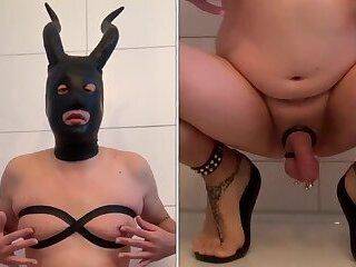 rubber mask maleficent breasts nipple cockring jewelry - ashemaletube.com